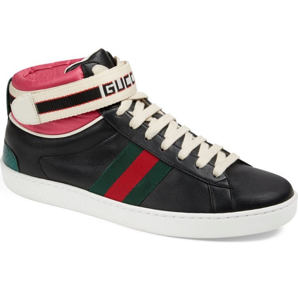Gucci New Ace High Top Sneaker With Genuine Snakeskin Trim